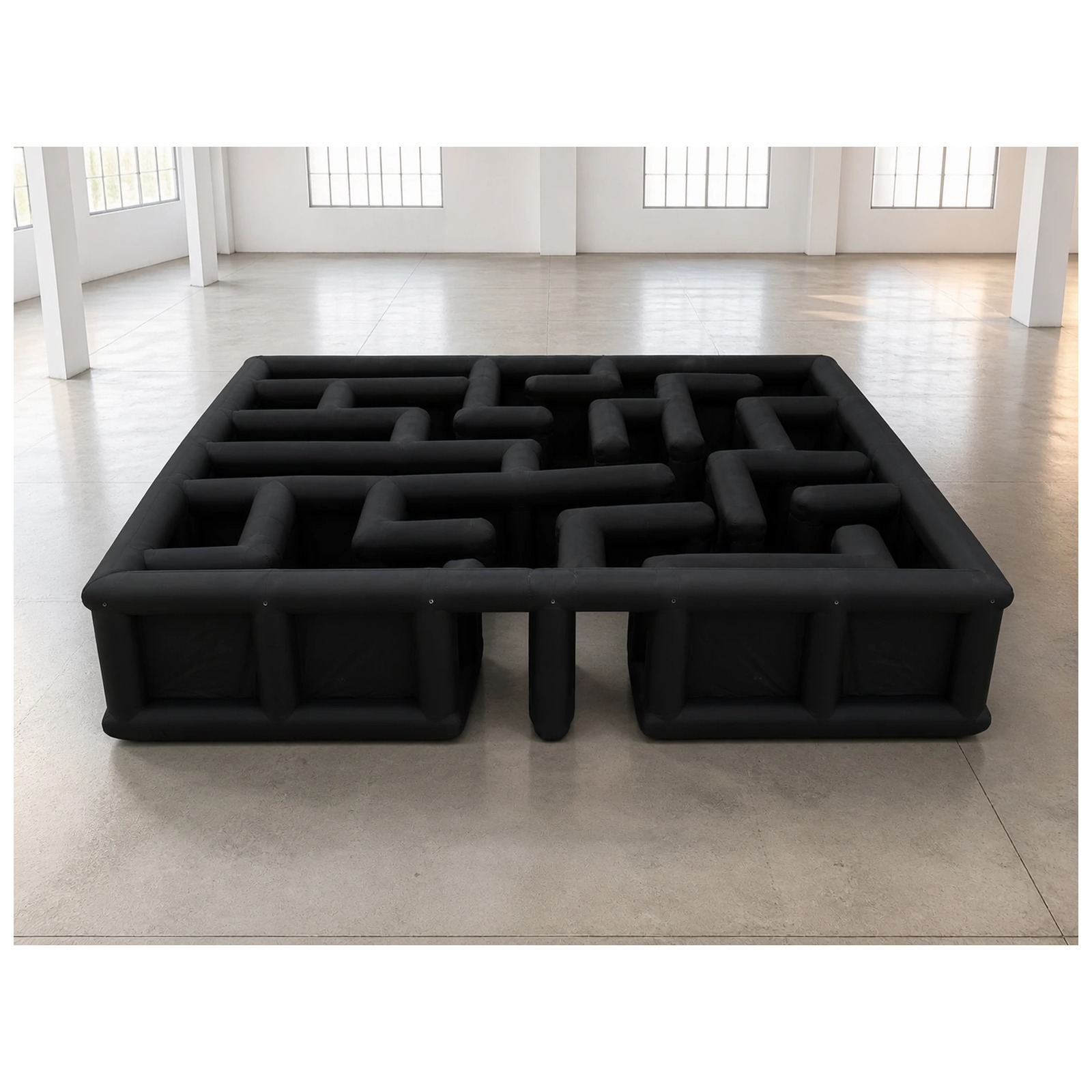 Kids Outdoor Party Venue - Labirin Tiup Persegi Terbuka Hitam Besar