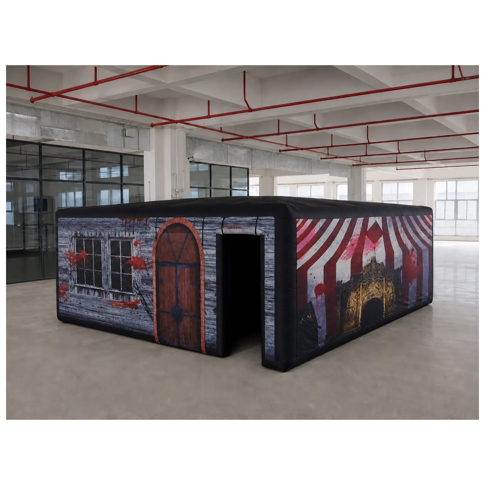 Kids Outdoor Party Venue - Labirin Tiup Atap Datar Sirkus Hantu