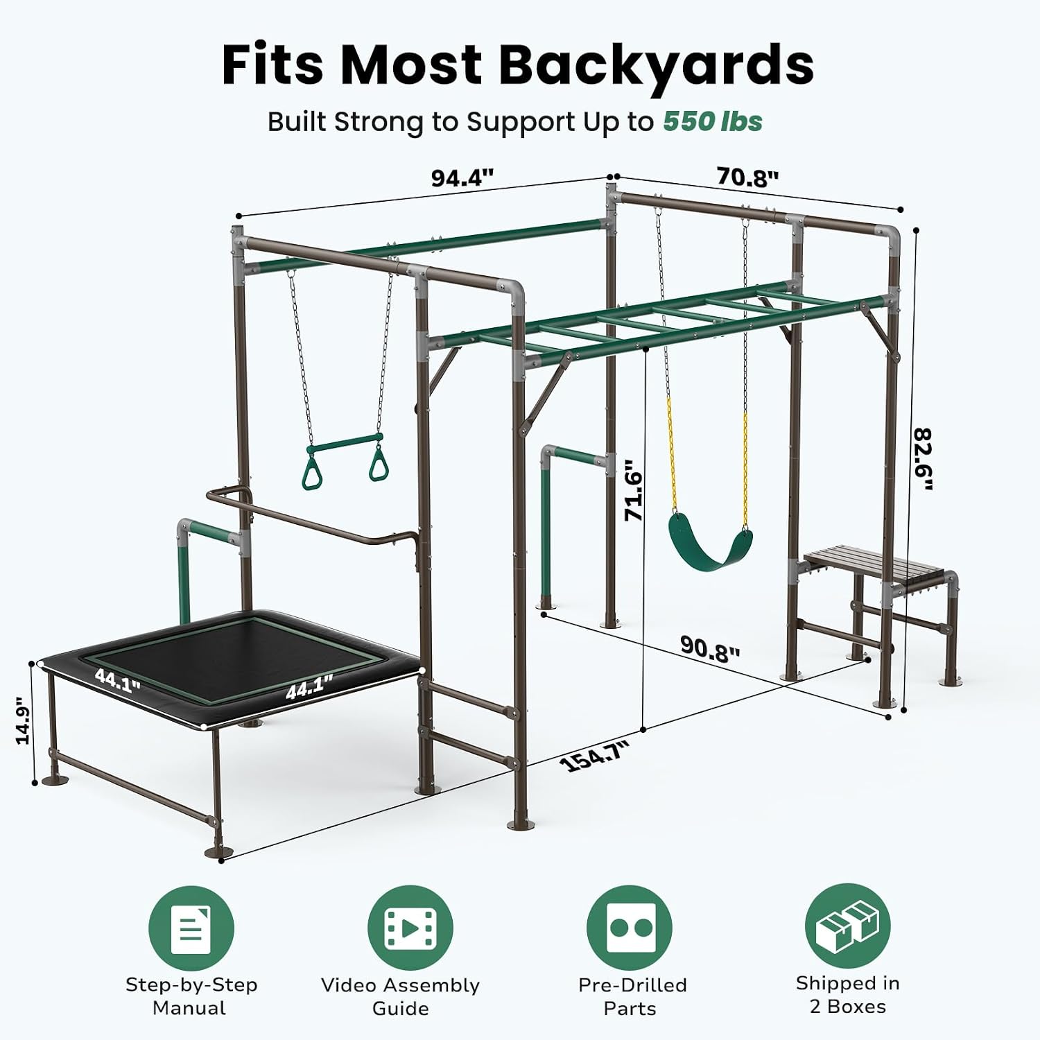 Kids Outdoor Jungle Gym - Arena Bermain Luar Ruangan dengan Palang