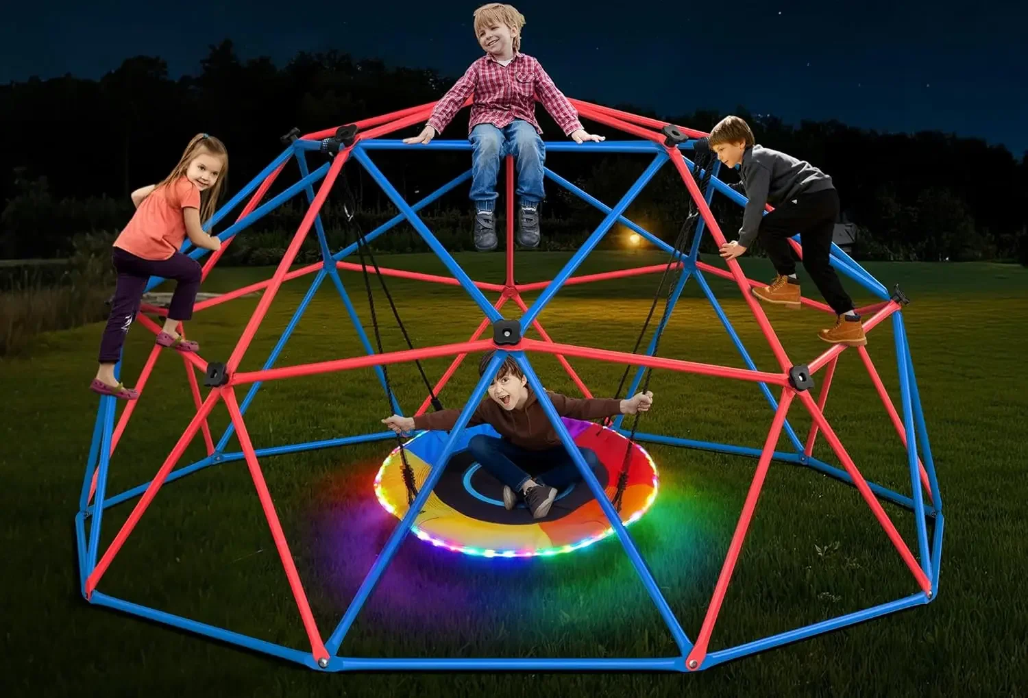 Kids Outdoor Jungle Gym - Set Ayunan Kubah Panjat Hapfan dengan