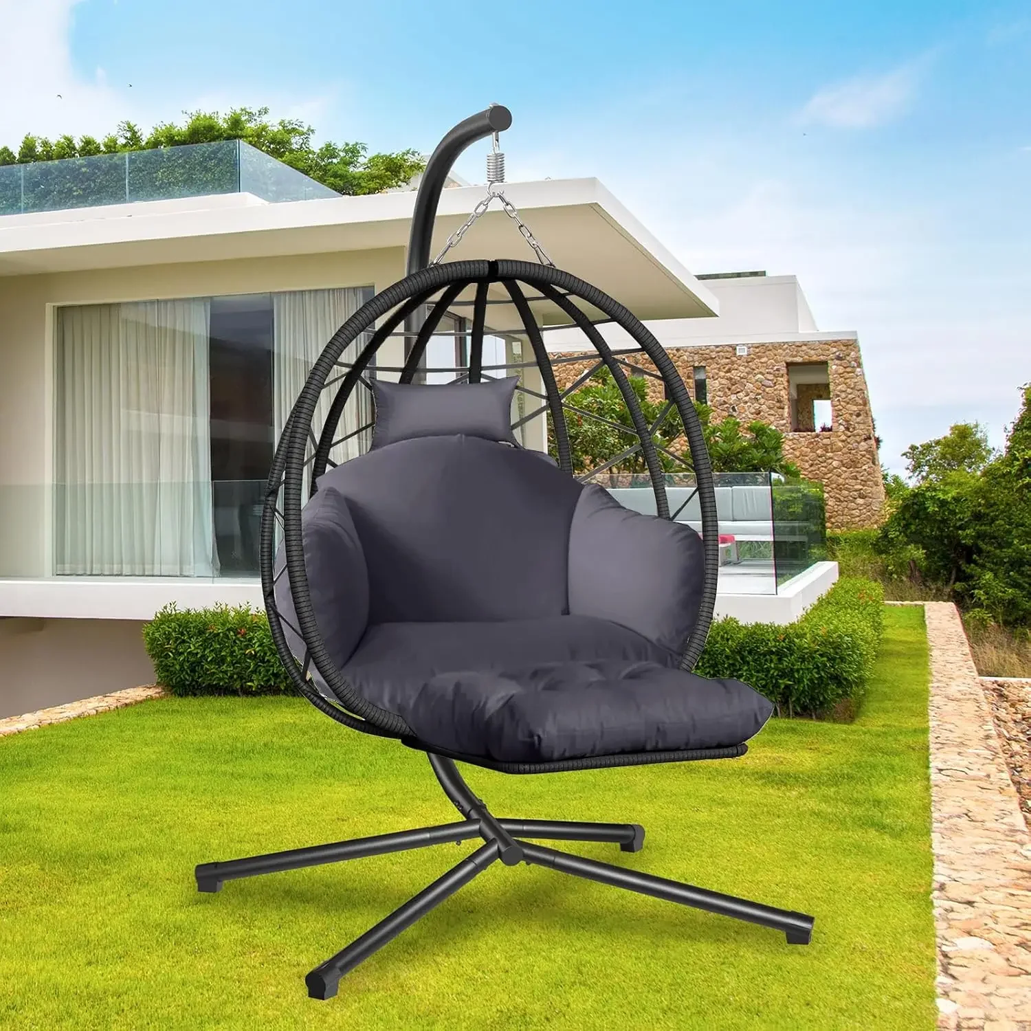 Kids Outdoor Egg Chair - Kursi Gantung Telur dengan Penyangga dan