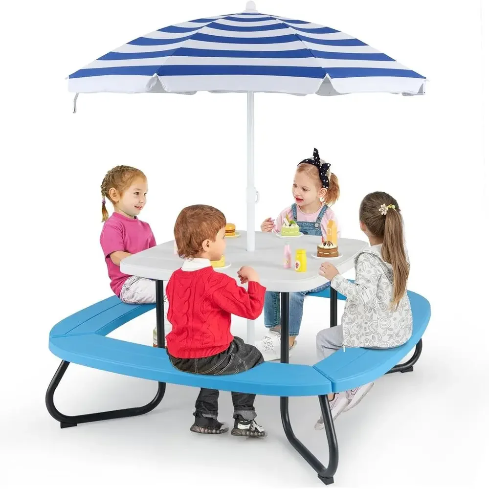 Kids Outdoor Bench With Umbrella - Meja Piknik Anak 8 Orang dengan