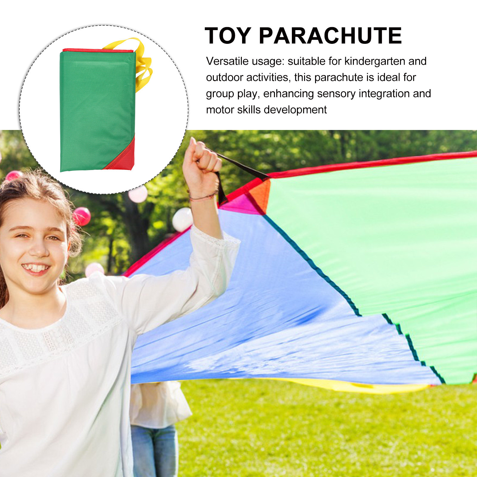 Kids Outdoor Play - Parasut Pelangi Warna-warni untuk Anak-anak, Permainan