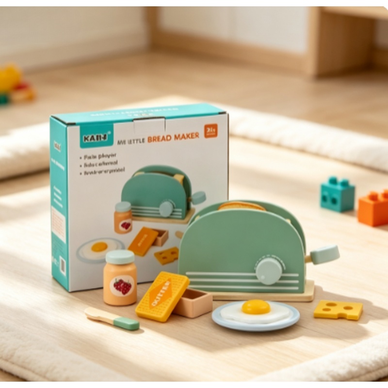 Kids Outdoor Kitchen Accessories - Mainan Pemanggang Roti Simulasi Kayu Set