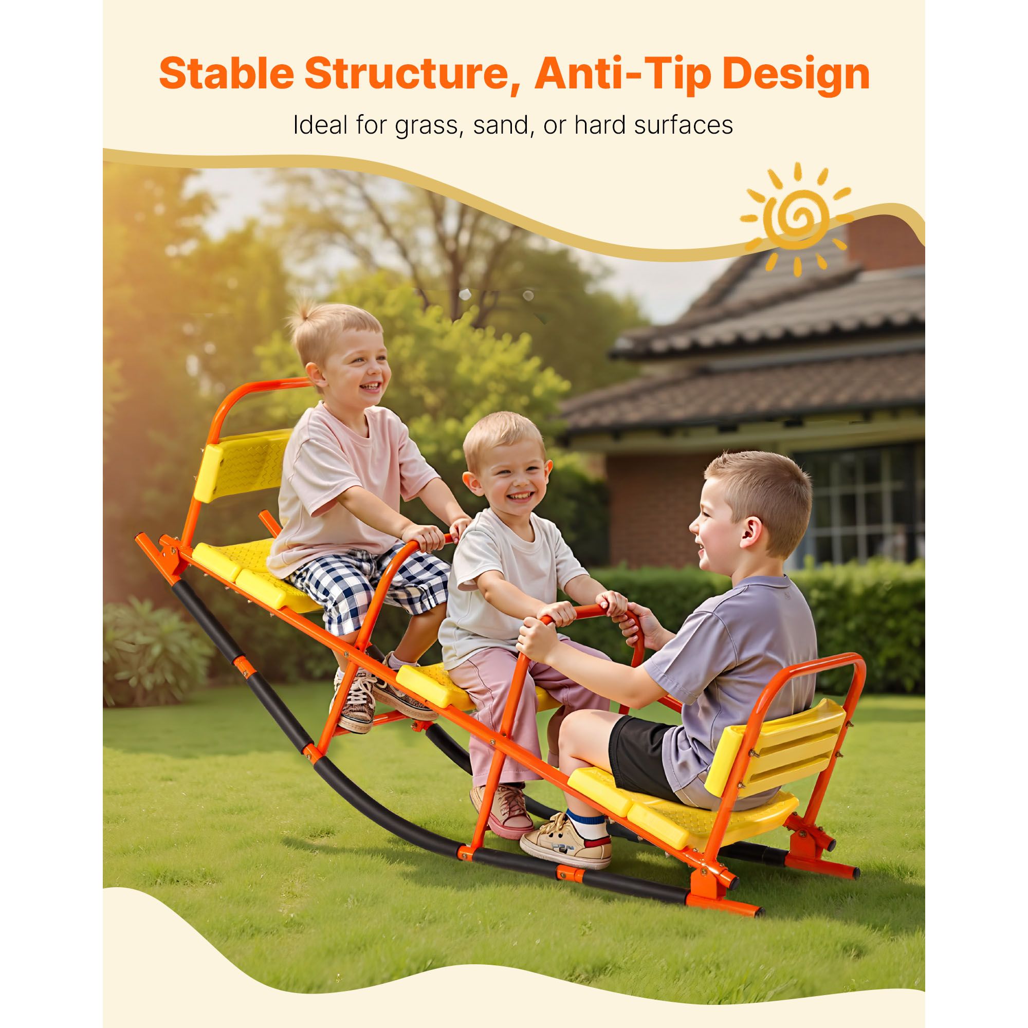 Kids Outdoor Lawn Equipment - Jungkat-jungkit Anak, Kapasitas Beban 200 lbs,