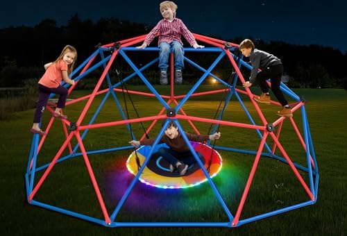 Kids Outdoor Jungle Gym - Ayunan Clim Dome dengan Lampu LED,