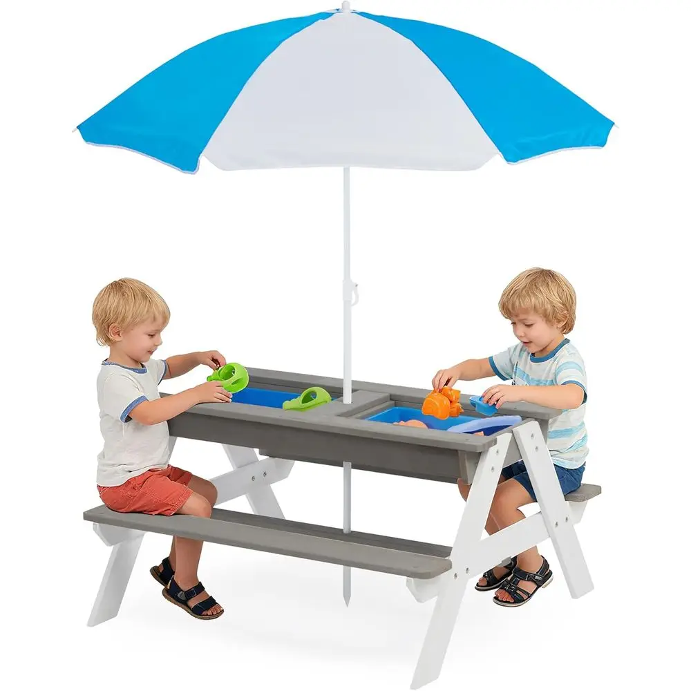 Kids Outdoor Play Table - Meja Piknik Kayu 3-in-1 yang Dapat