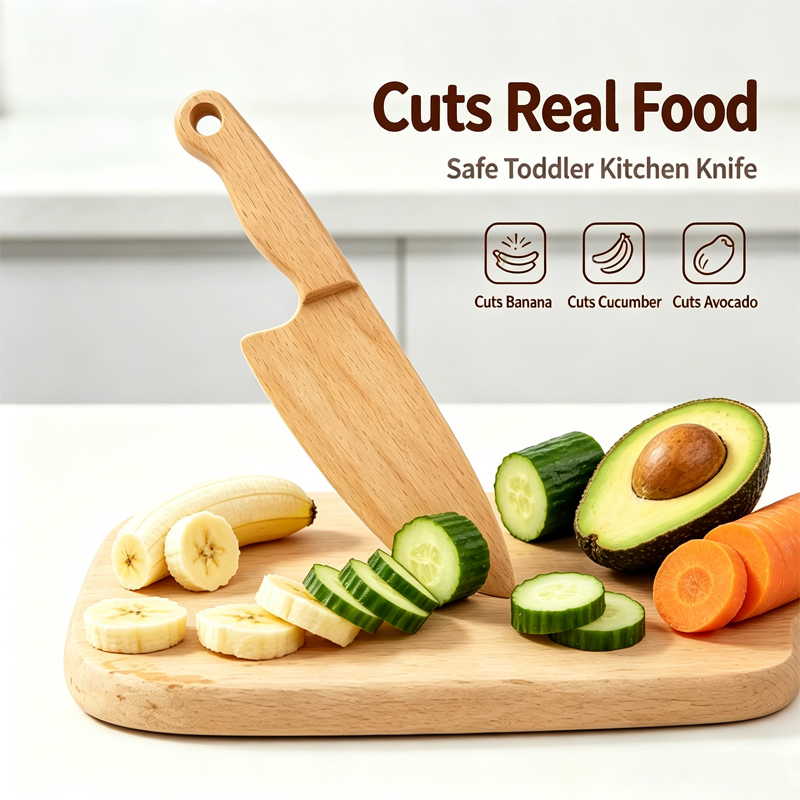 Kids Outdoor Kitchen Set - Pisau anak-anak kayu untuk memasak ikan
