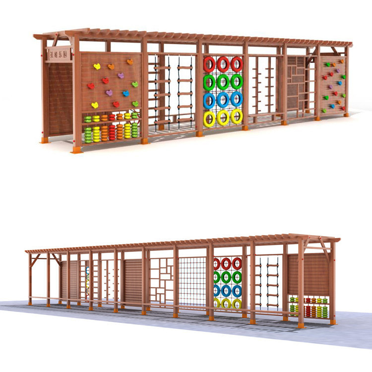 Kids Outdoor Jungle Gym - Rangka Panjat Tebing Kayu untuk Taman