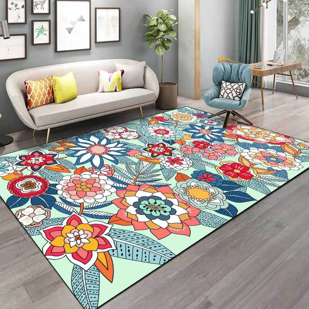 Kids Outdoor Lounge - Karpet Bunga Warna-warni 3D untuk Ruang