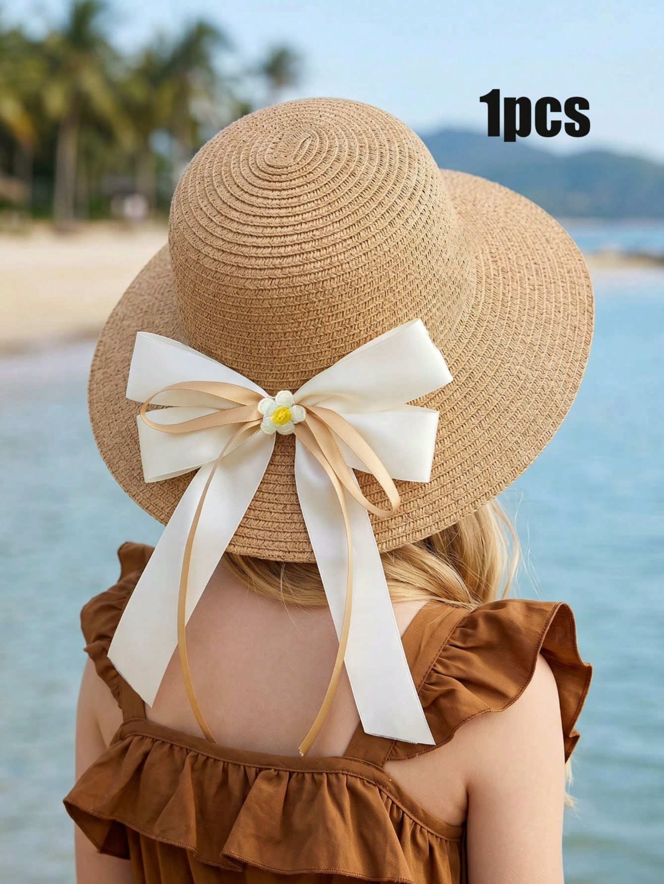 Kids Outdoor Play - 1 Buah Topi Jerami Pita Kopi
