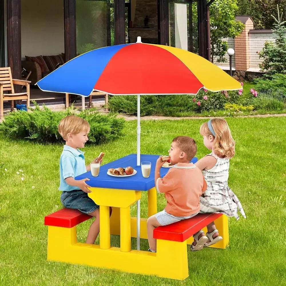 Set Meja Piknik Anak Luar Ruan - Kids Outdoor Bench With Umbrella ulasan dan harga