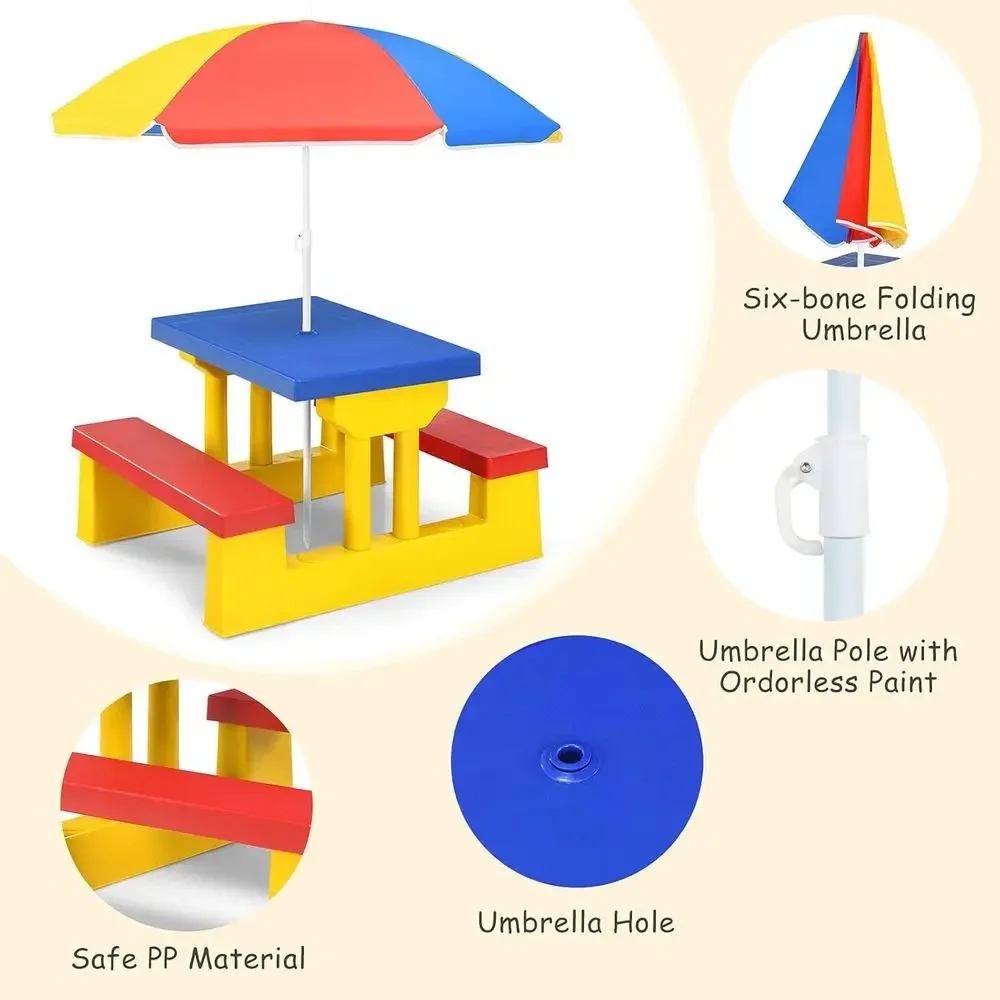 Set Meja Piknik Anak Luar Ruan - Kids Outdoor Bench With Umbrella ulasan dan harga