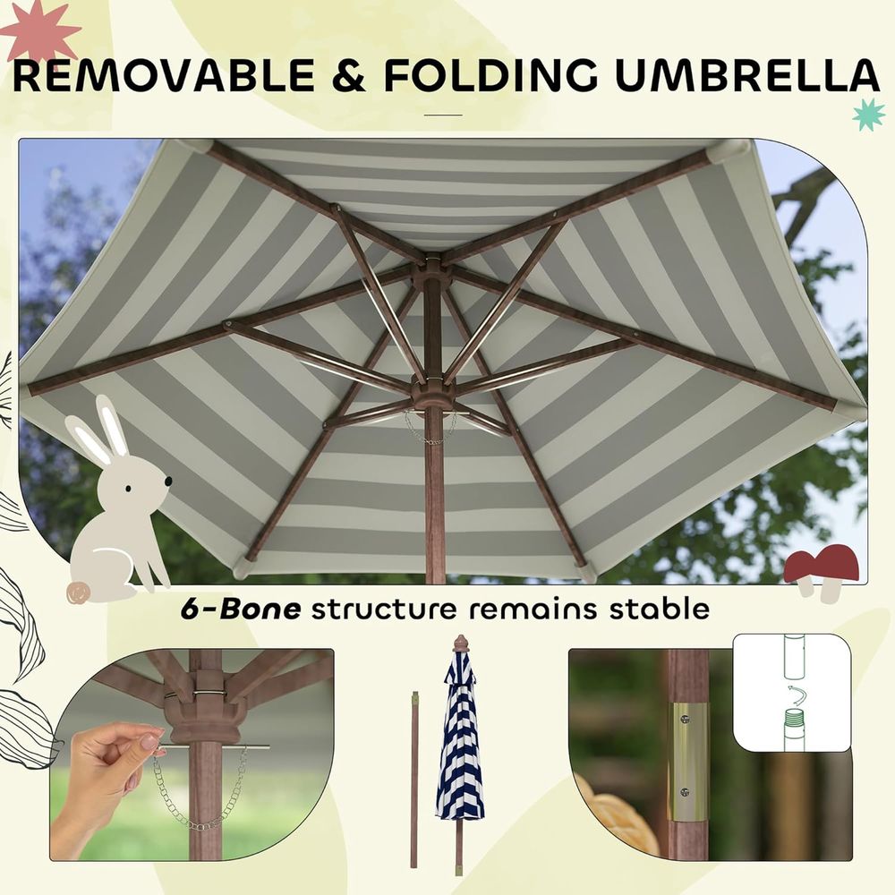 Meja Piknik Anak Qaba, Set Mej - Kids Outdoor Bench With Umbrella ulasan dan harga