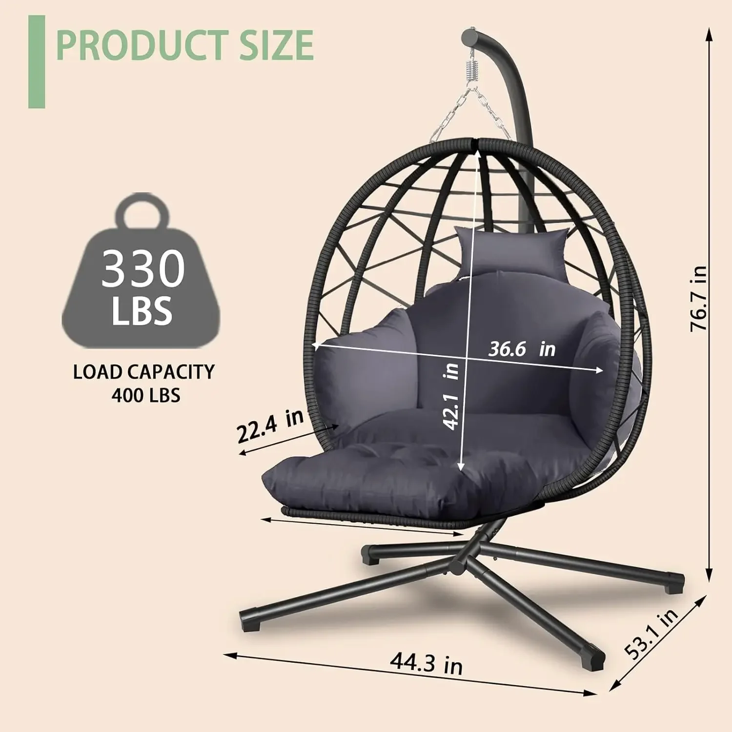 Kursi Gantung Telur dengan Pen - Kids Outdoor Egg Chair ulasan dan harga