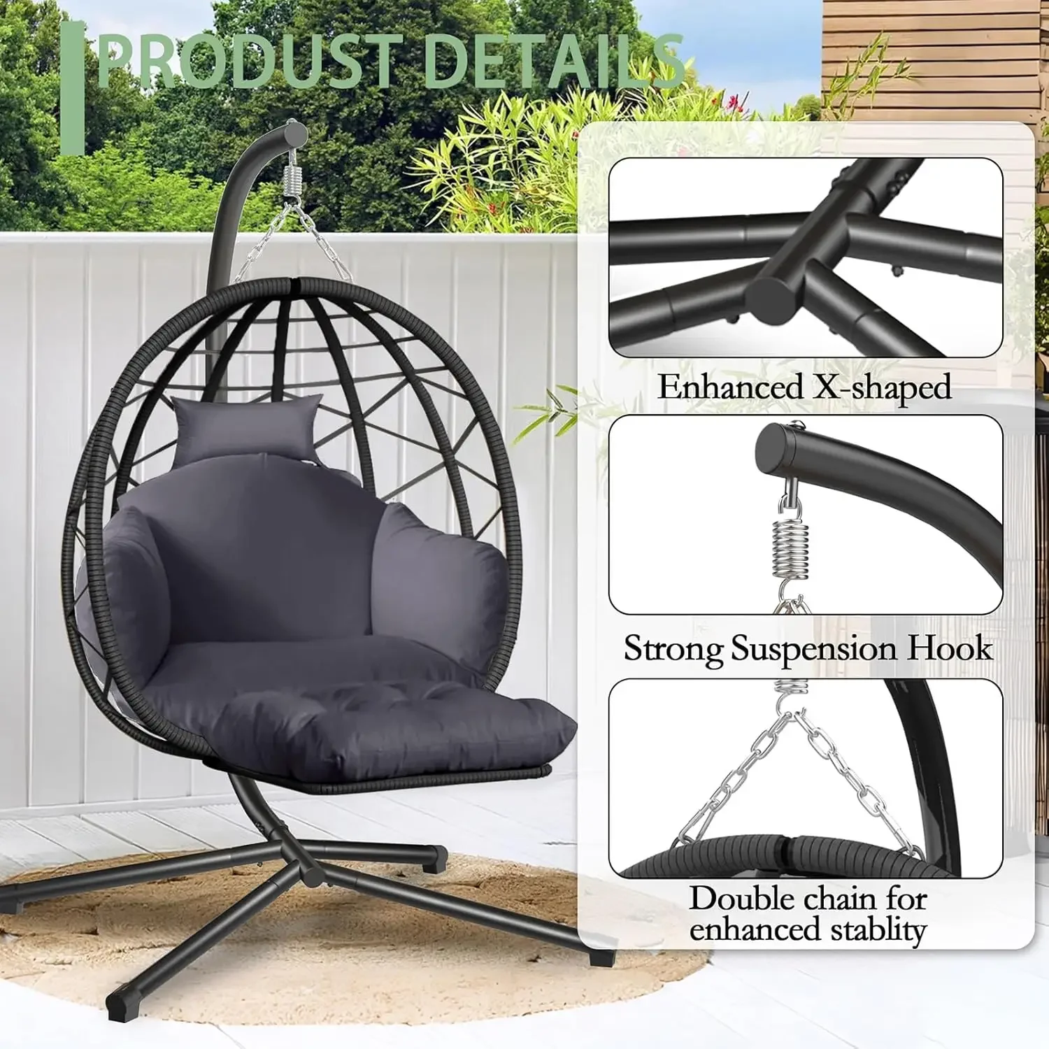 Kursi Gantung Telur dengan Pen - Kids Outdoor Egg Chair ulasan dan harga