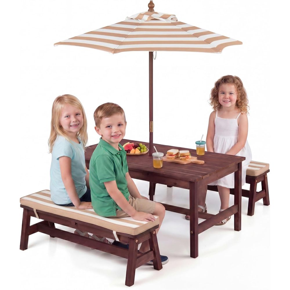Meja Piknik Anak, Meja Besar 4 - Kids Outdoor Bench With Umbrella ulasan dan harga
