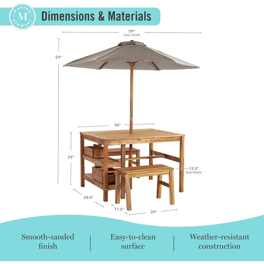 Set Meja Aktivitas Anak Luar R - Kids Outdoor Bench With Umbrella ulasan dan harga