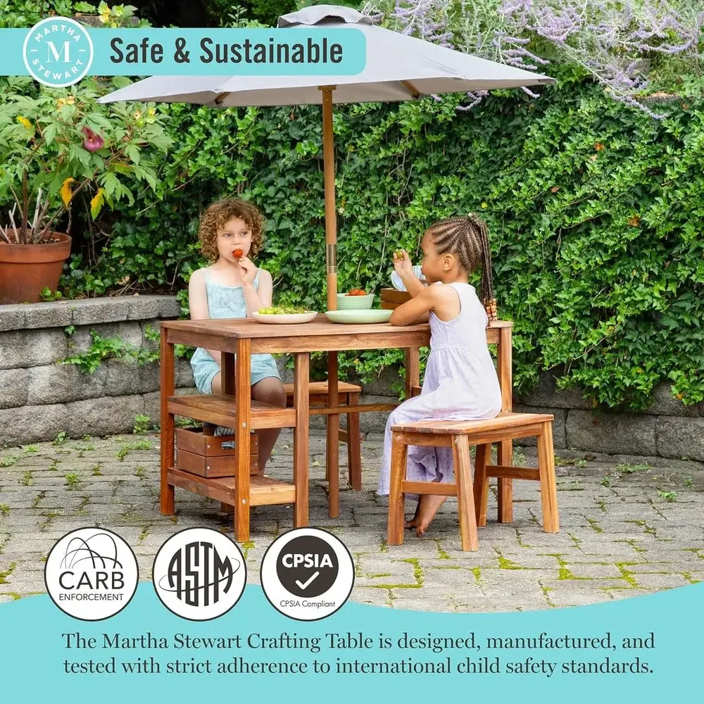 Set Meja Aktivitas Anak Luar R - Kids Outdoor Bench With Umbrella ulasan dan harga
