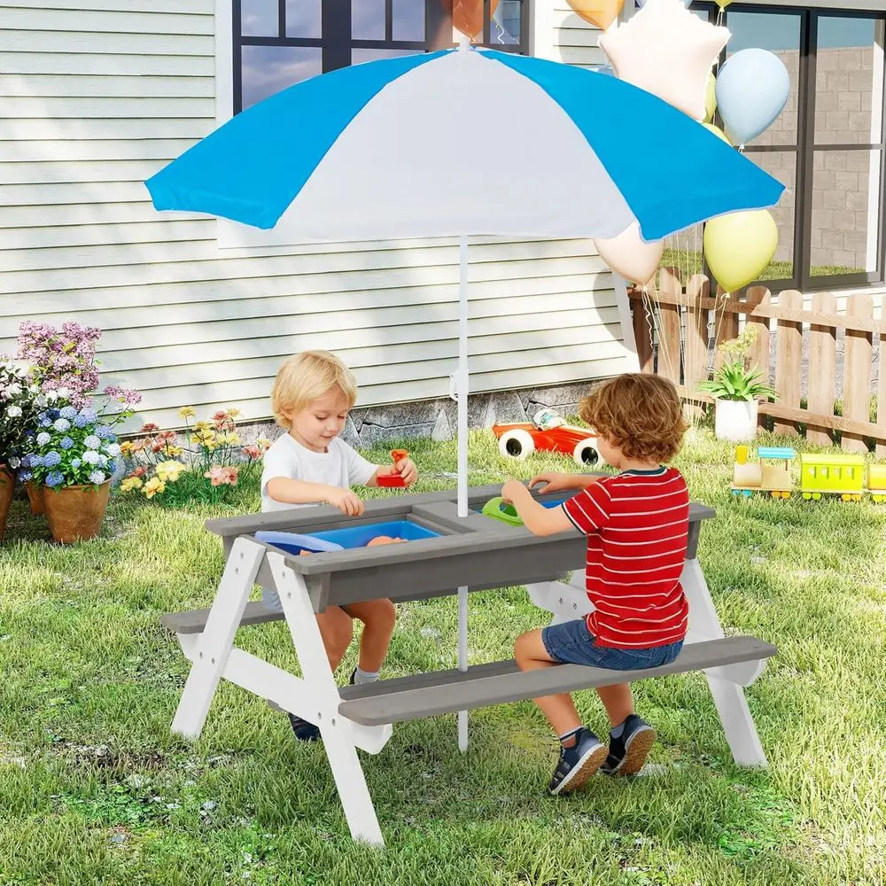 Meja Piknik Kayu 3-in-1 yang D - Kids Outdoor Play Table ulasan dan harga