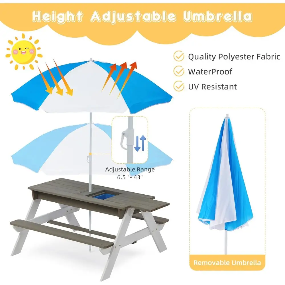 Meja Piknik Kayu 3-in-1 yang D - Kids Outdoor Play Table ulasan dan harga