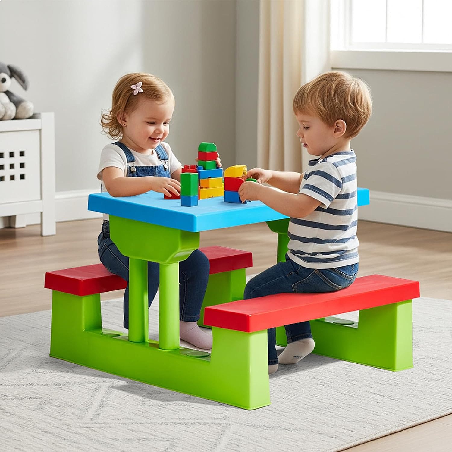 Meja Piknik Anak JOYMOR dengan - Kids Outdoor Bench With Umbrella ulasan dan harga