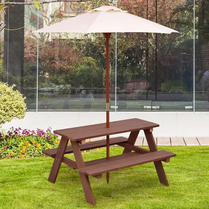 Set Meja Piknik Anak 4 Kursi L - Kids Outdoor Bench With Umbrella ulasan dan harga
