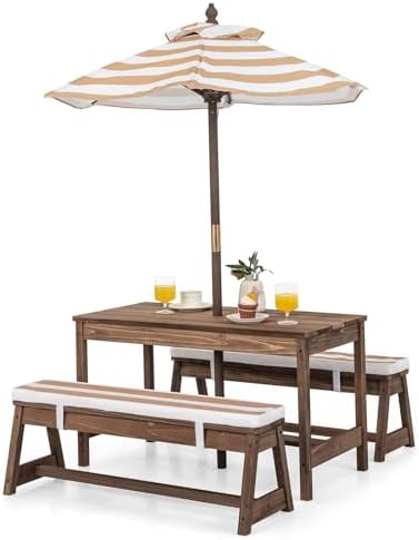 Meja Piknik Anak, Set Meja & B - Kids Outdoor Bench With Umbrella ulasan dan harga