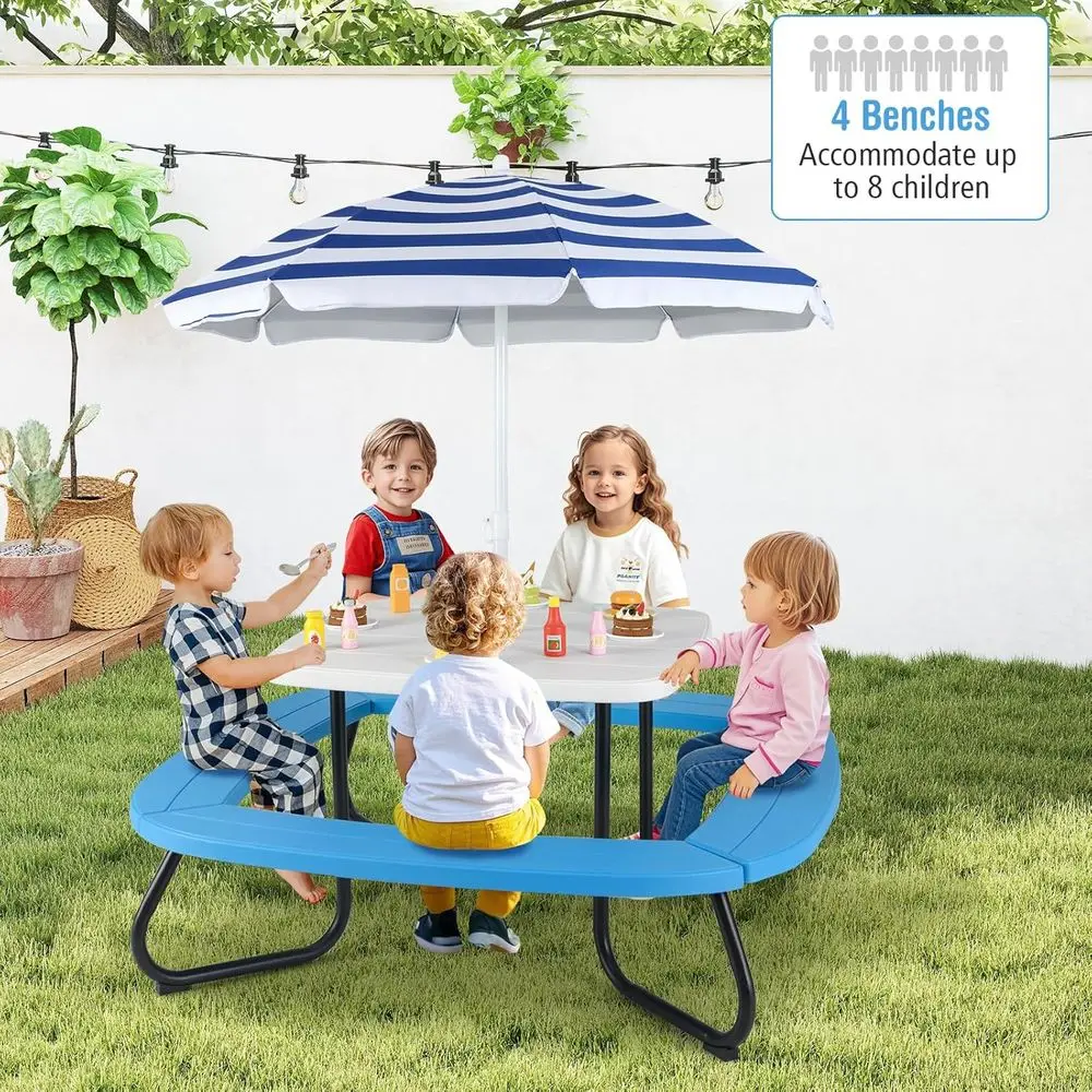 Meja Piknik Anak 8 Orang denga - Kids Outdoor Bench With Umbrella ulasan dan harga