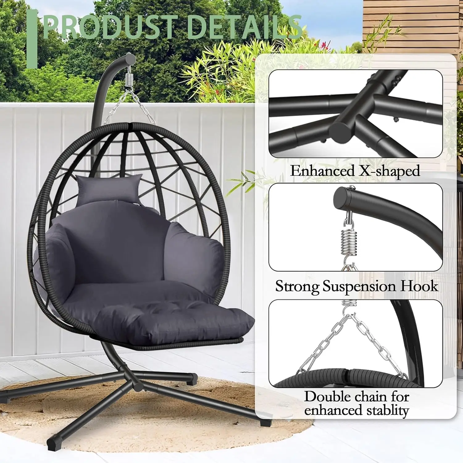 Kursi Gantung Bentuk Telur den - Kids Outdoor Egg Chair ulasan dan harga