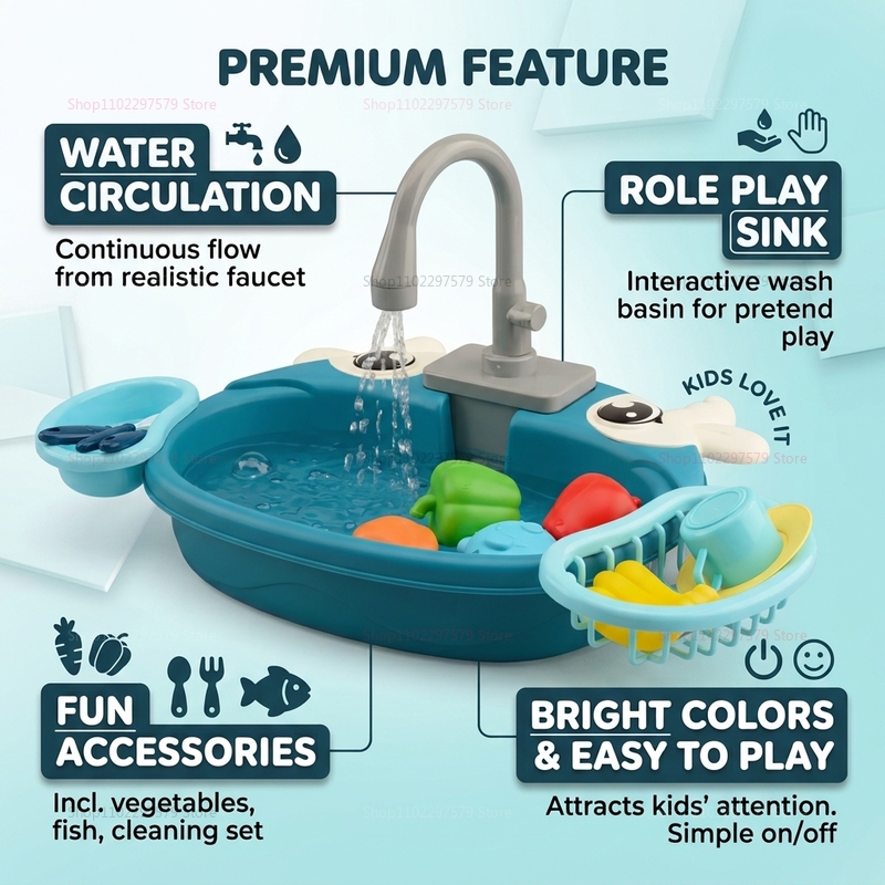 Mainan Wastafel Air Interaktif - Kids Outdoor Kitchen Accessories ulasan dan harga
