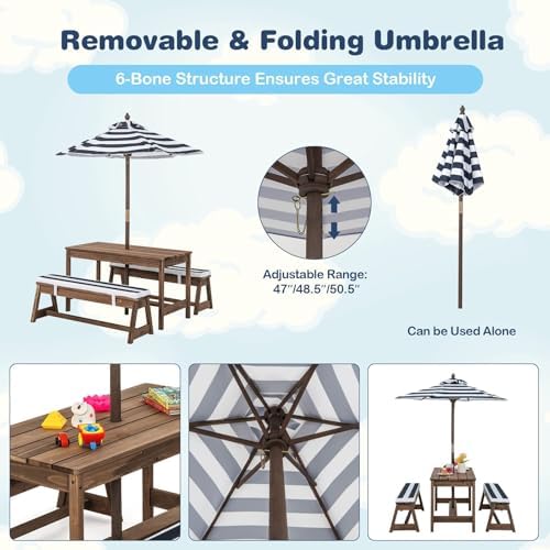 Meja Piknik Anak, Set Meja & B - Kids Outdoor Bench With Umbrella ulasan dan harga