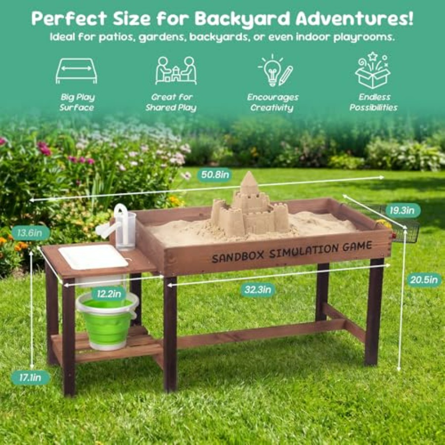 Meja pasir kayu outdoor untuk  - Kids Outdoor Activity Table ulasan dan harga