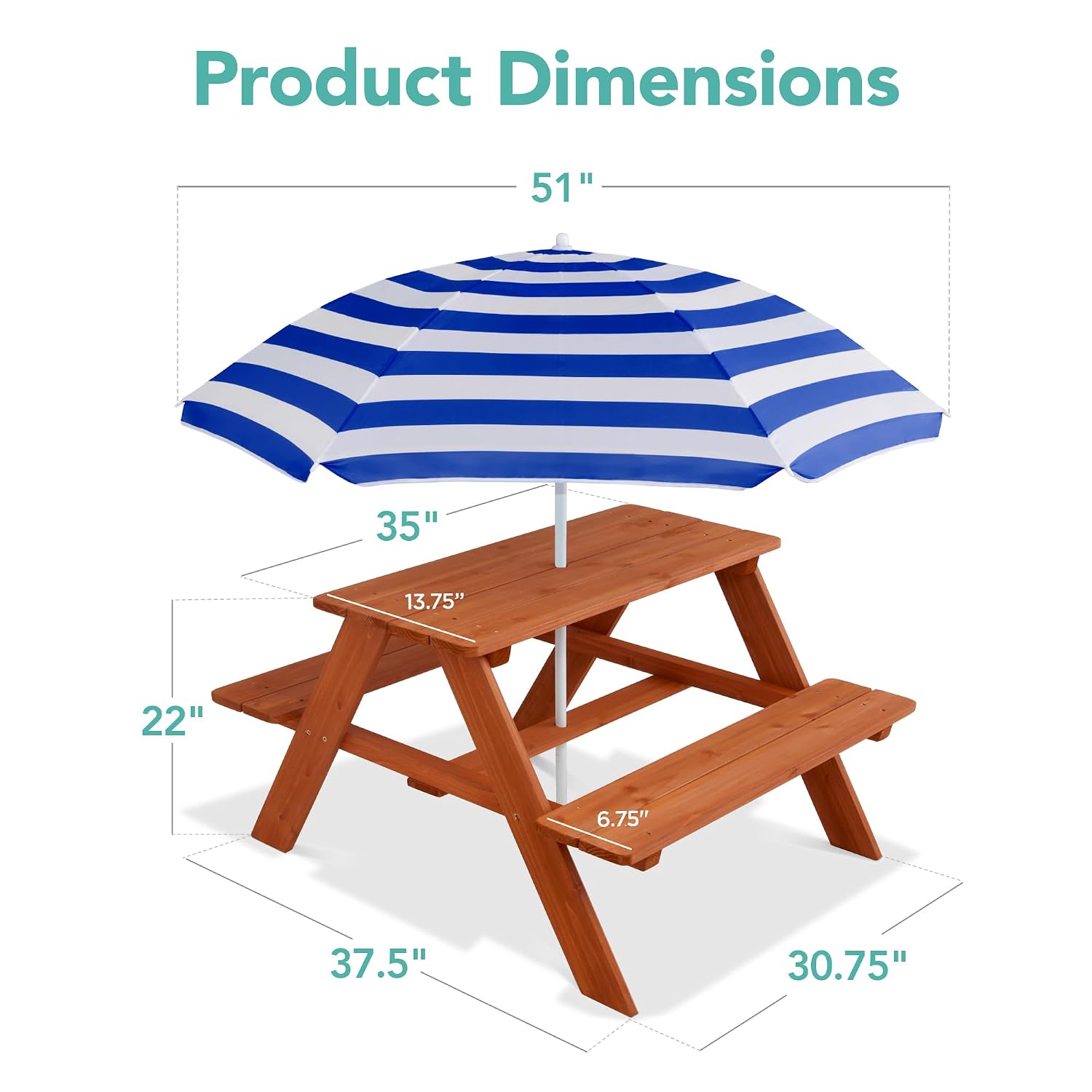 Meja Piknik Anak dari Kayu den - Kids Outdoor Bench With Umbrella ulasan dan harga