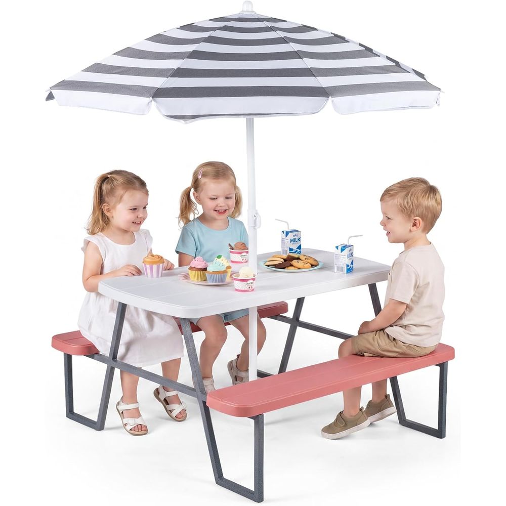 Meja Piknik Anak, Set Meja & B - Kids Outdoor Bench With Umbrella ulasan dan harga