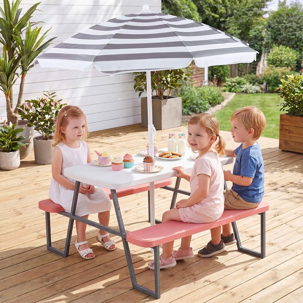 Meja Piknik Anak, Set Meja & B - Kids Outdoor Bench With Umbrella ulasan dan harga