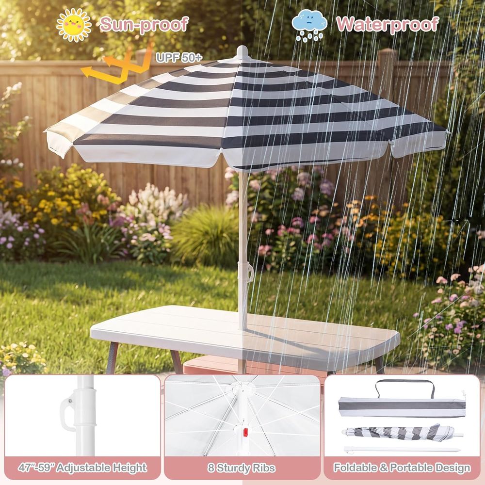 Meja Piknik Anak, Set Meja & B - Kids Outdoor Bench With Umbrella ulasan dan harga
